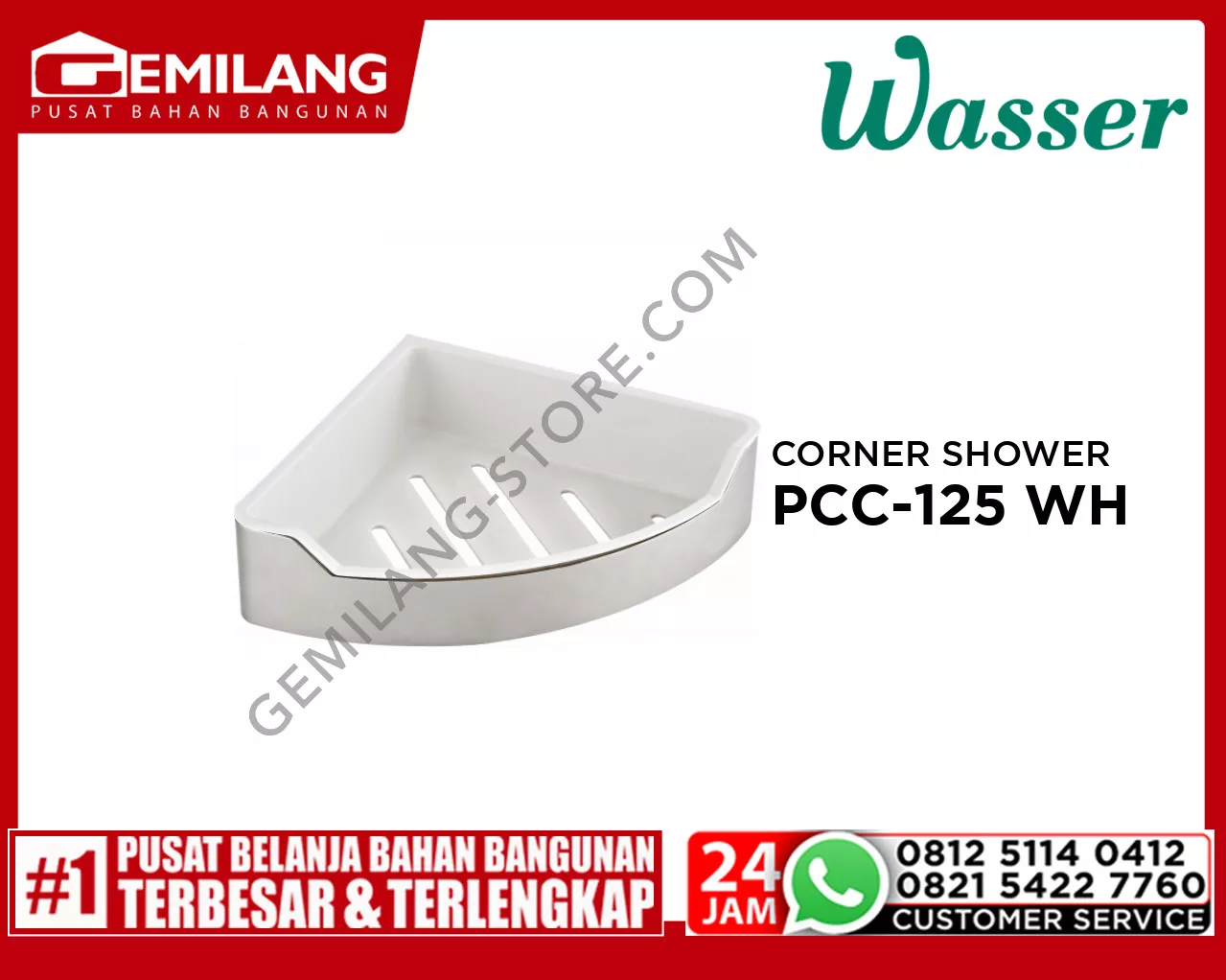 WASSER CORNER SHOWER SHELF PCC125 WHITE