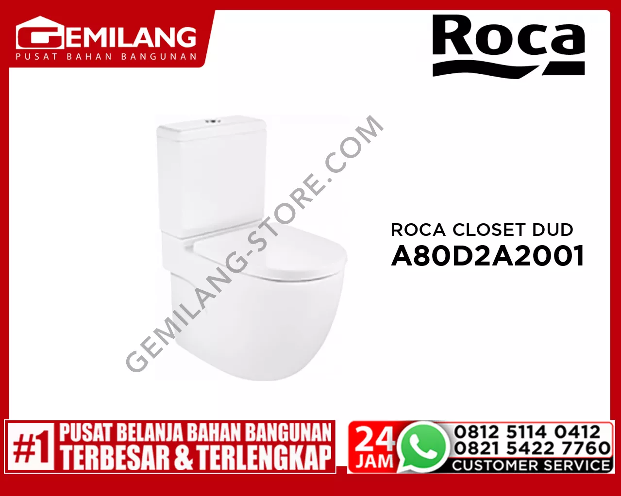 ROCA CLOSET DUDUK MERIDIAN  WC CC 670 BTW RL305 FRCCT-00-A34224900D+SC-A80D2A2001
