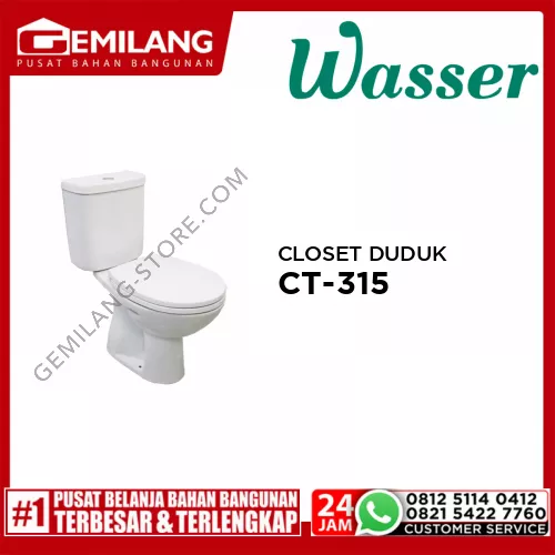 WASSER CLOSET DUDUK CT-315 + SOFT CLOSE FWSCT-00-BW-315+SC315