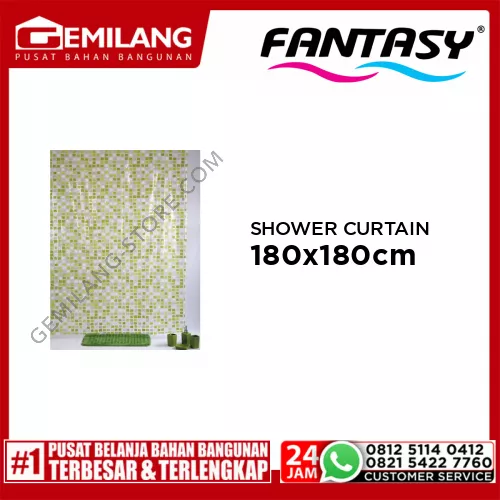 SHOWER CURTAIN FANTASY PVC MOSAIC WALL 180 x 180cm