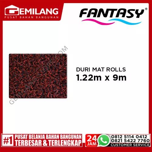 FANTASY ANTISLIP DURI MAT ROLLS RED 1.22m x 9m x 15mm/mtr