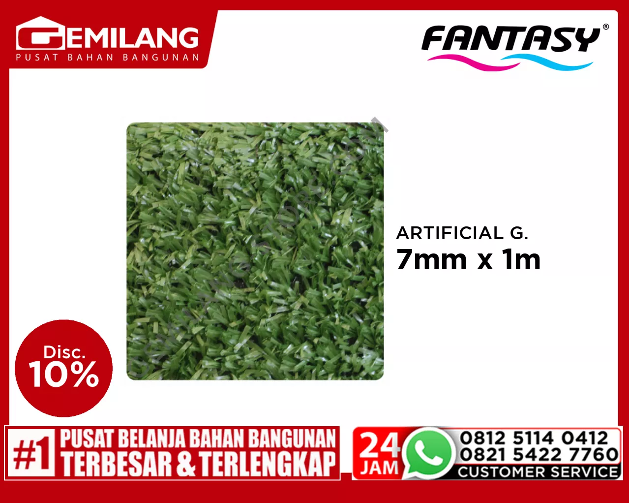 FANTASY ARTIFICIAL GRASS IRIS GREEN 7mm x 1m x 25m/mtr