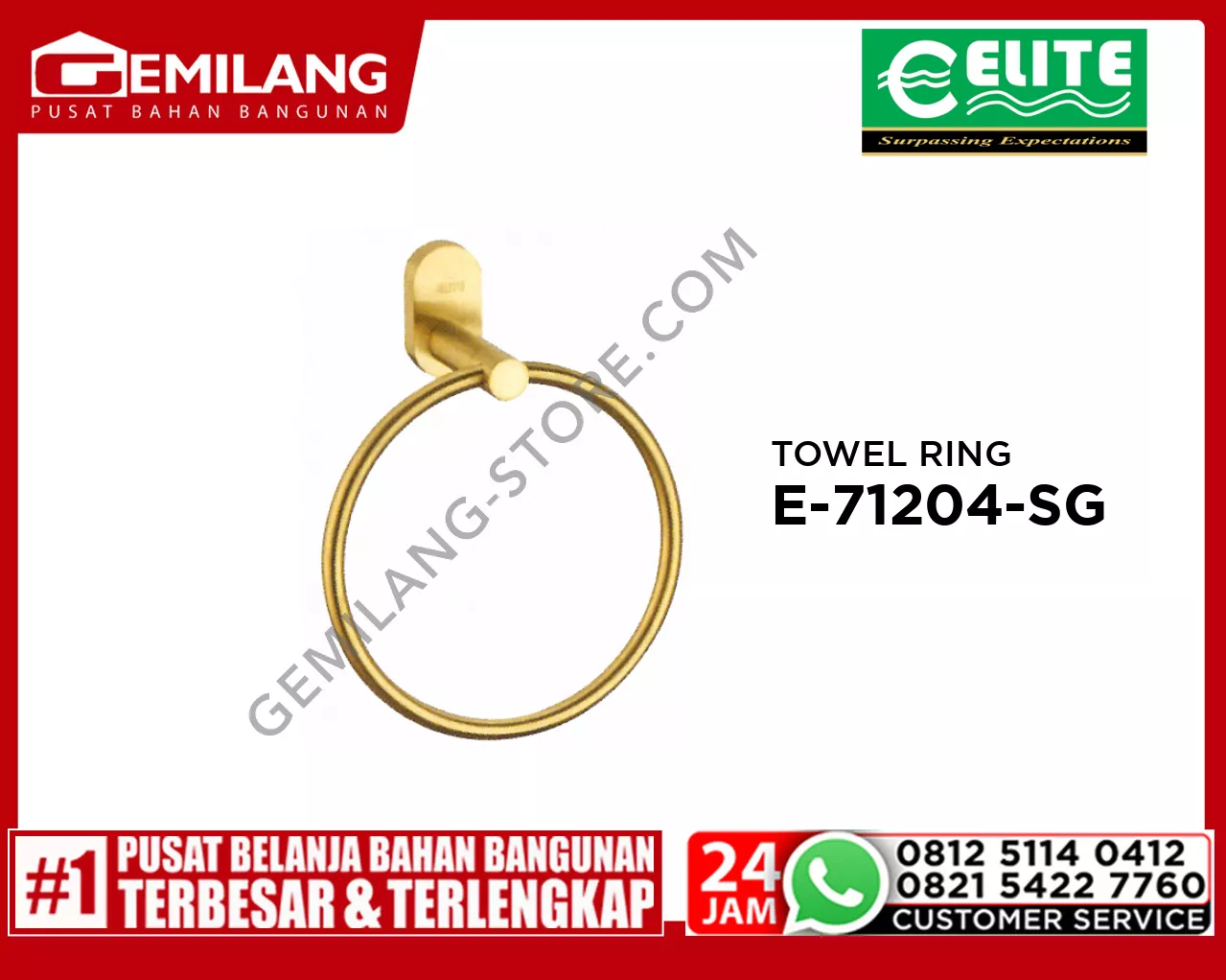 ELITE TOWEL RING STAINLESS SATIN GOLD E - 71204 - SG