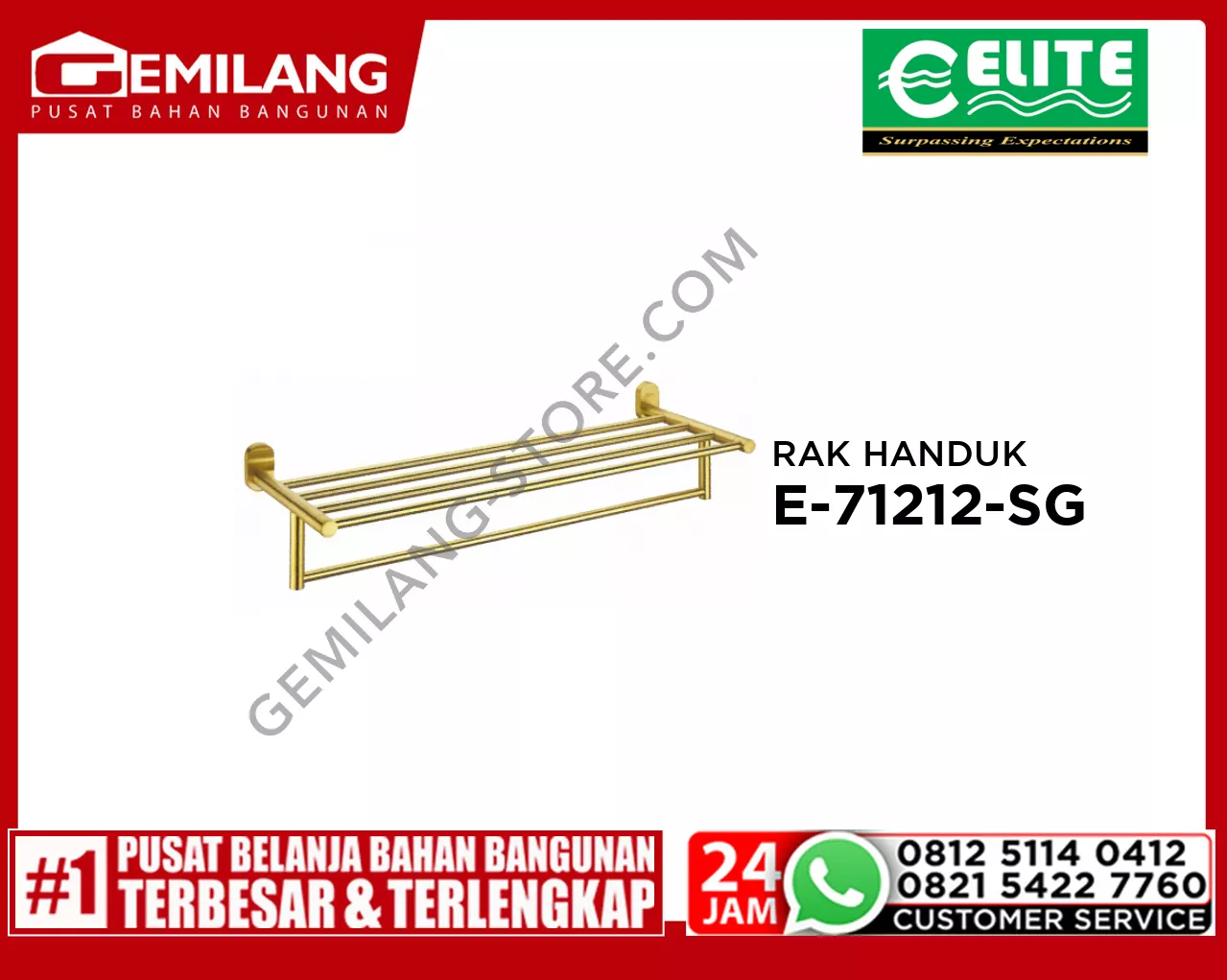 ELITE RAK HANDUK 5 SUSUN STAINLESS SATIN GOLD 60cm E - 71212 - SG