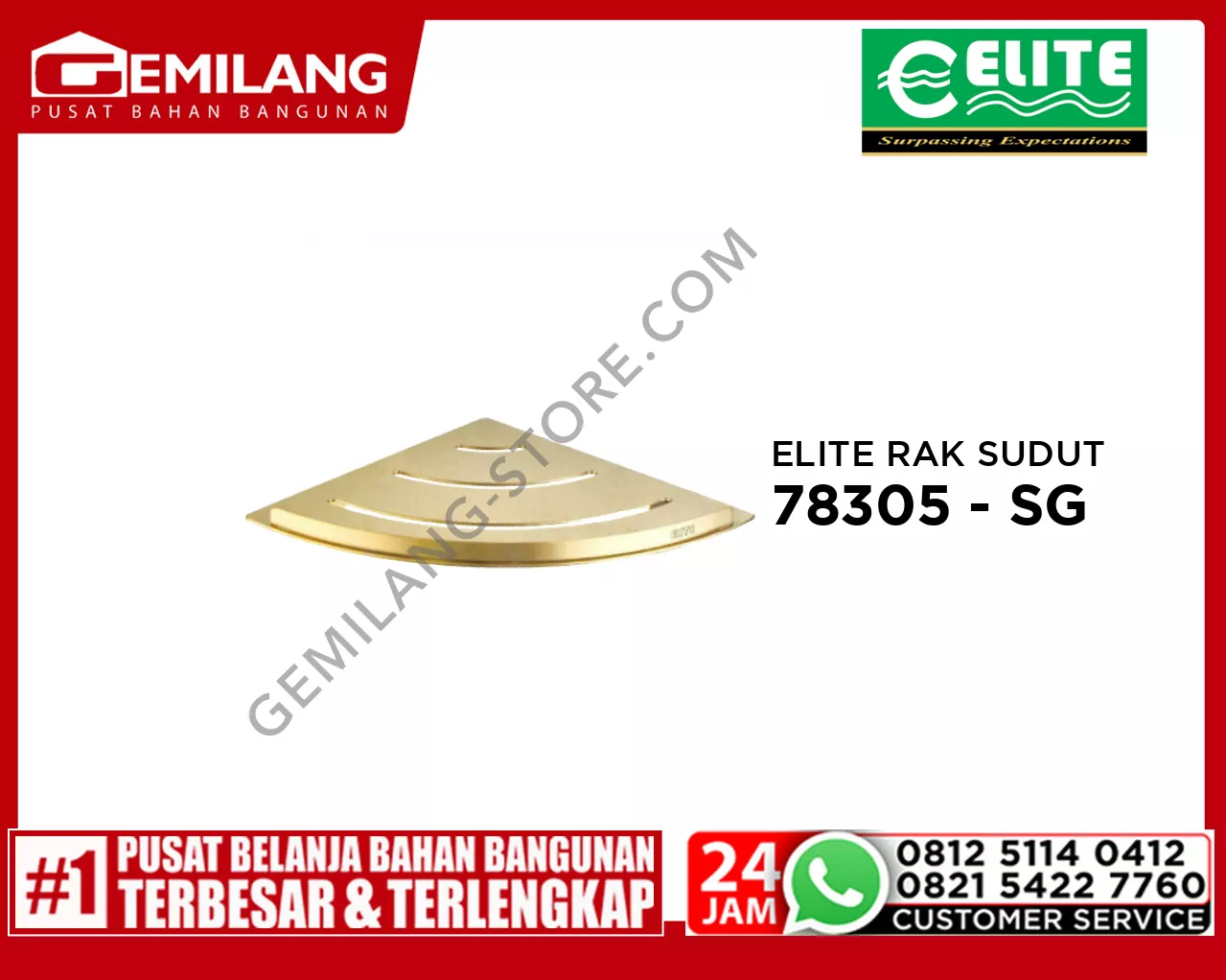 ELITE RAK SUDUT STAINLESS SATIN GOLD 250 x 250 x 18  E - 78305 - SG