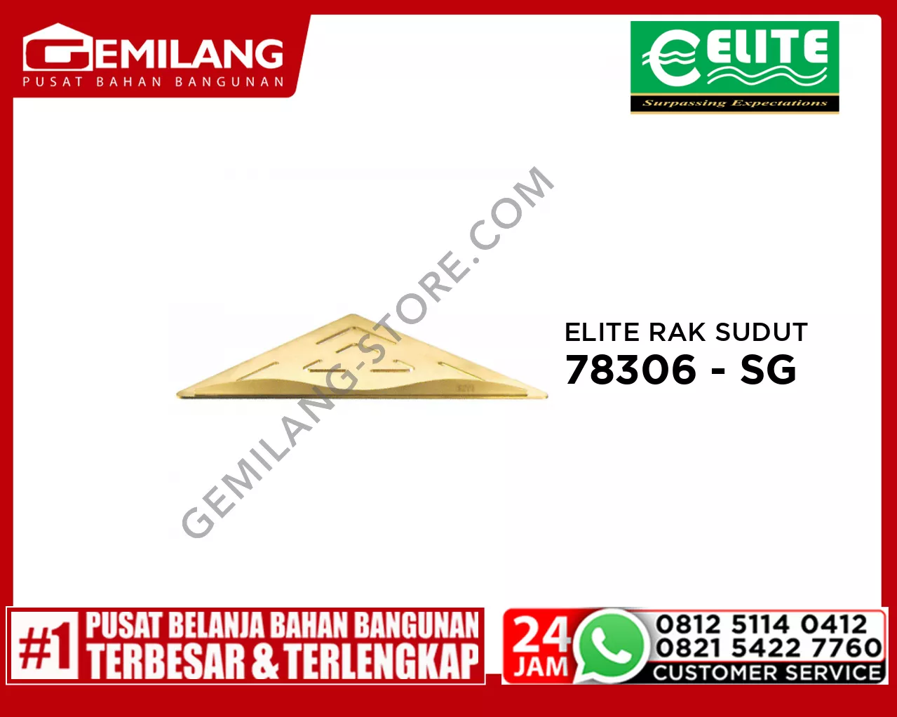 ELITE RAK SUDUT STAINLESS SATIN GOLD 225 x 225 x 36  E - 78306 - SG