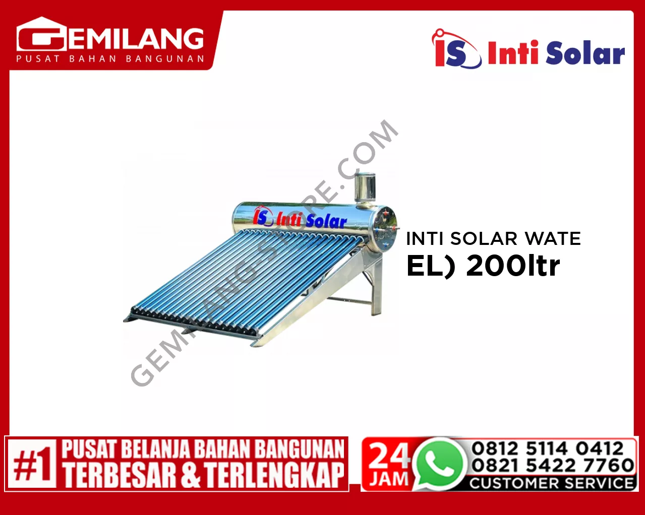 INTI SOLAR WATER HEATER 20 IN (STAINLESS STEEL) 200ltr