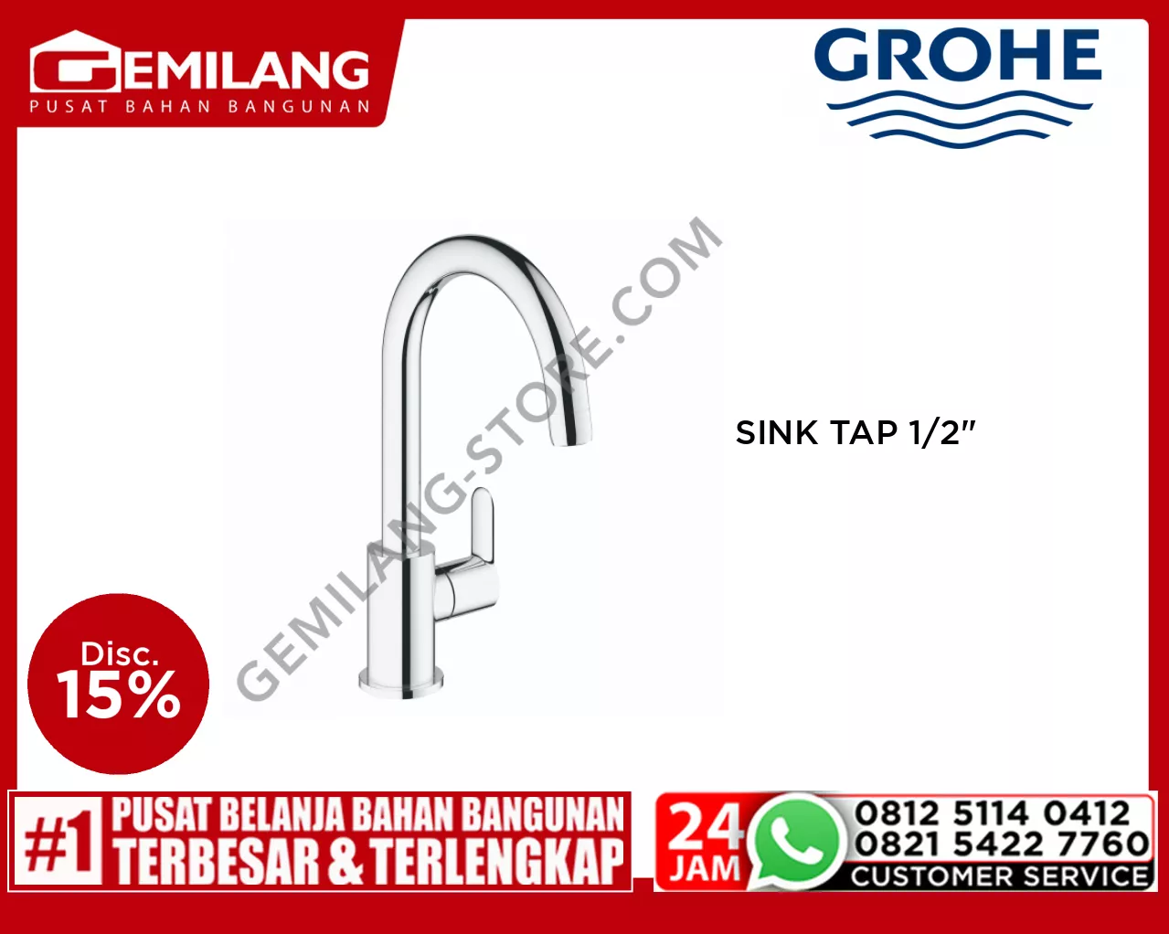GROHE BAUEDGE SINK TAP 1/2inch 31223000