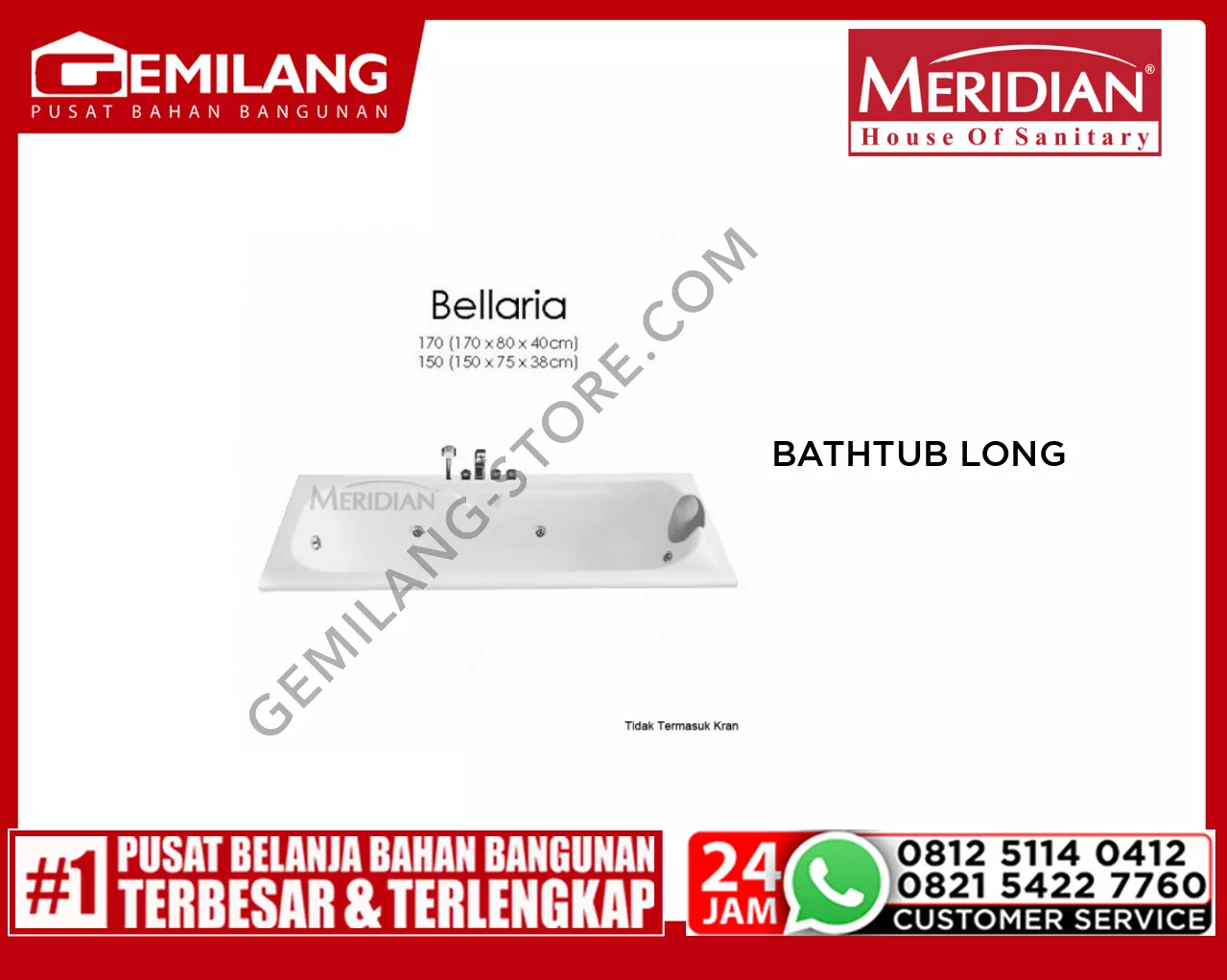 MERIDIAN BATHTUB LONG BELLARIA 140