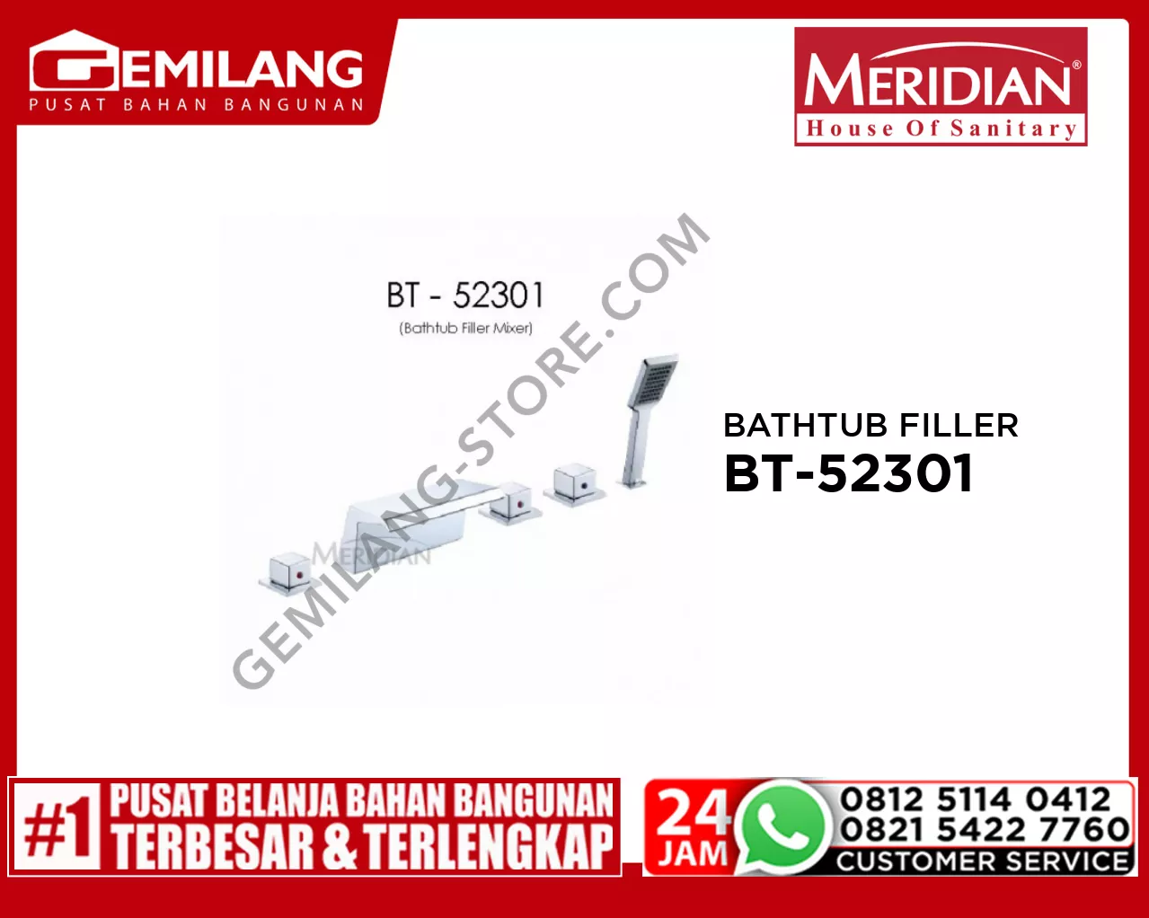 MERIDIAN 5 PCS BATHTUB WATERFALL (HIGH) BT-52301