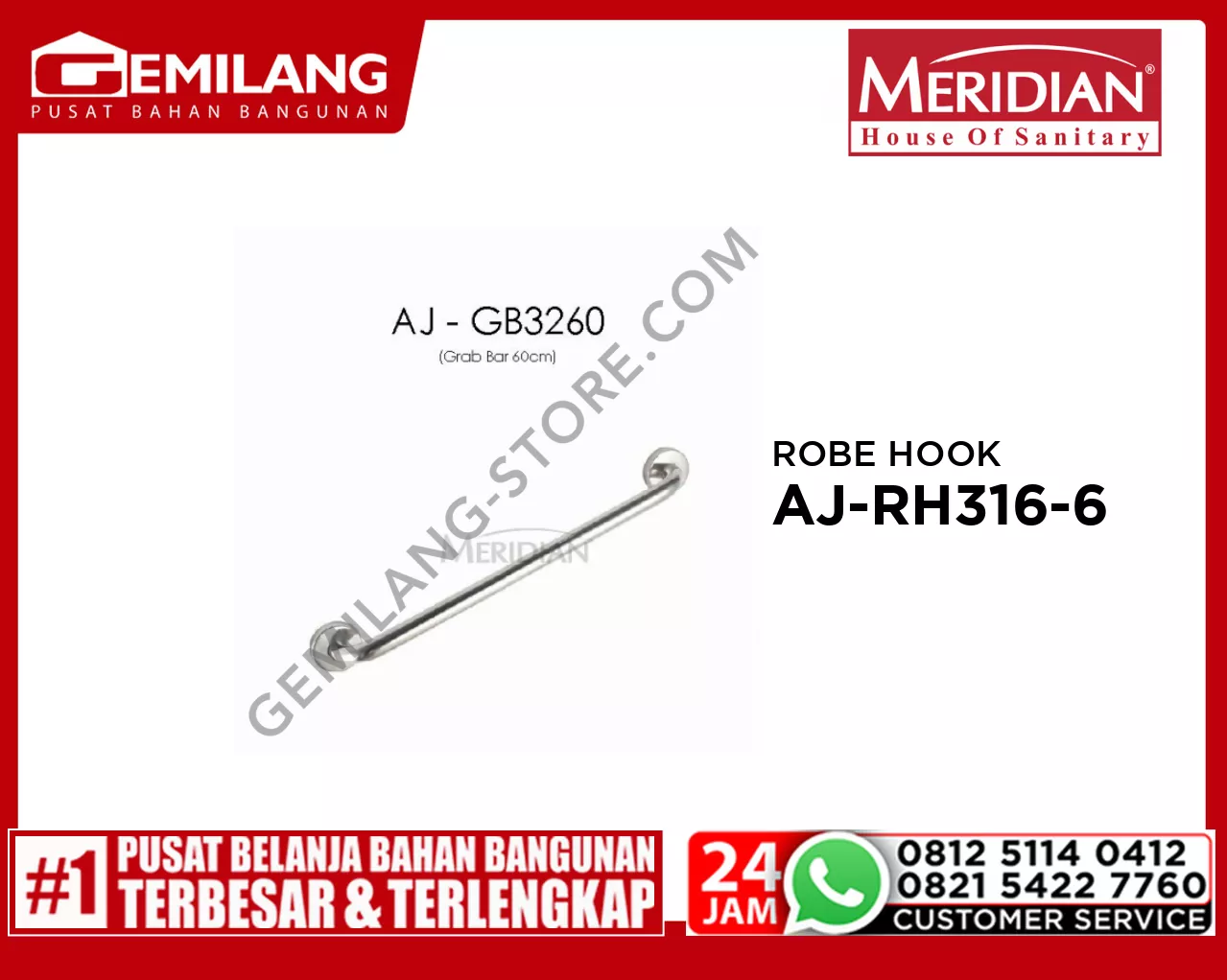 MERIDIAN GRAB BAR 60cm AJ-GB3260