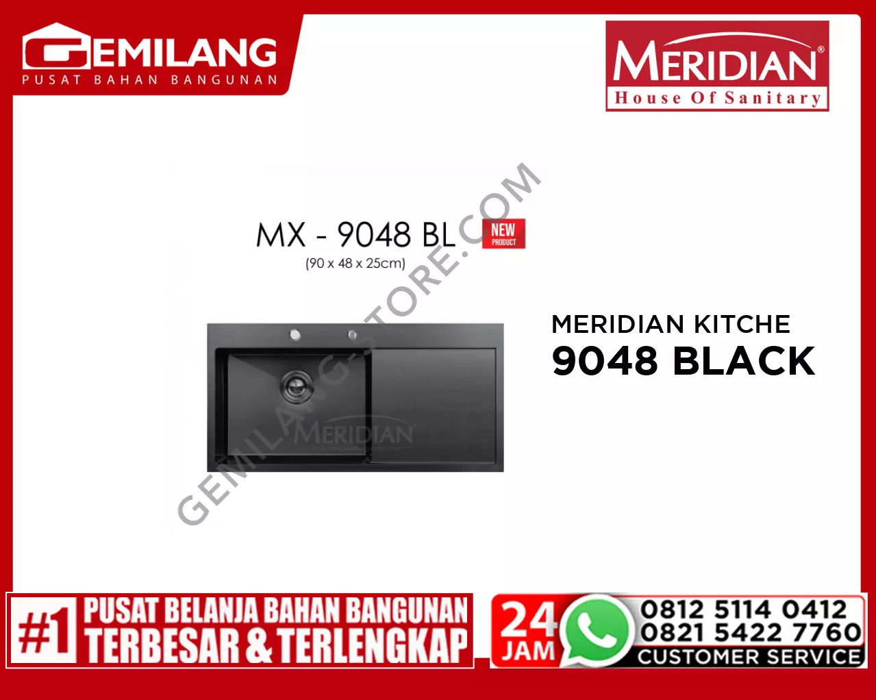 MERIDIAN KITCHEN SINK MX-9048 BLACK