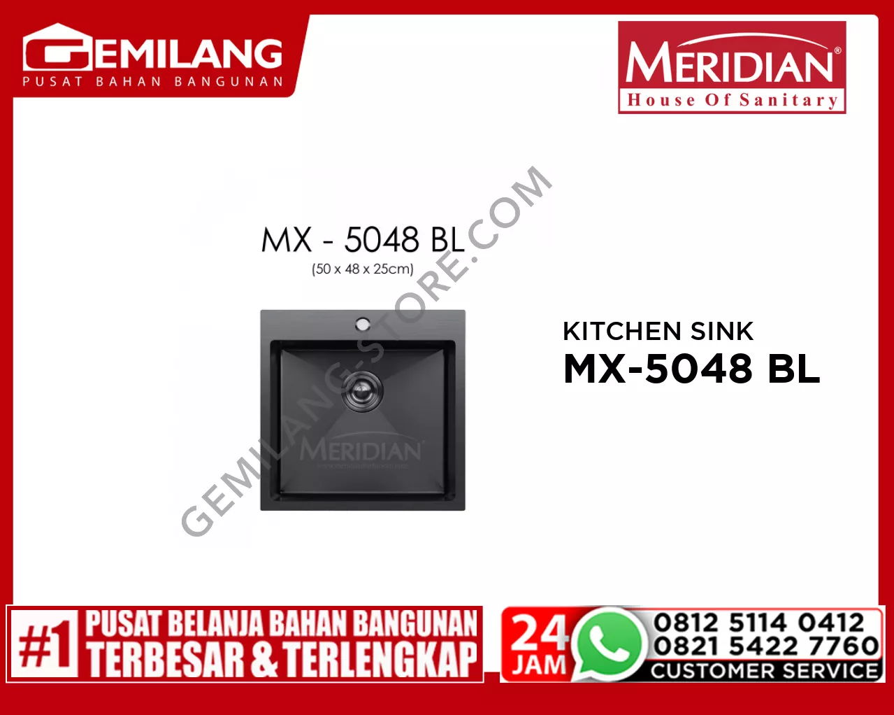 MERIDIAN KITCHEN SINK MX-5048 BLACK
