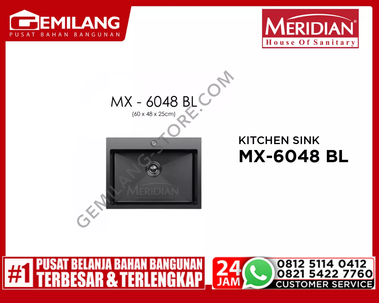 MERIDIAN KITCHEN SINK MX-6048 BLACK