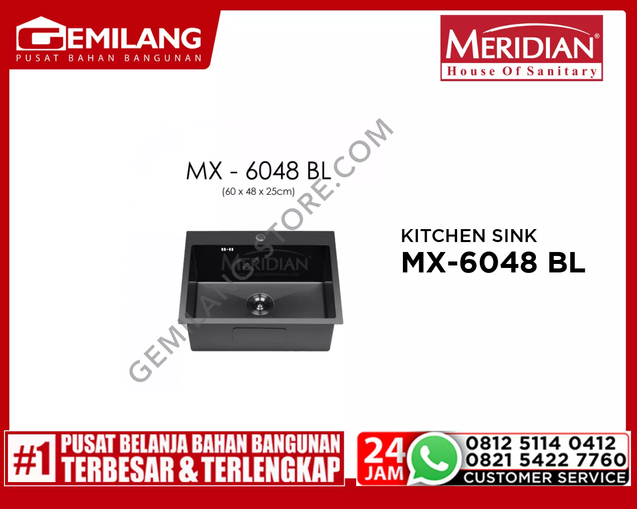 MERIDIAN KITCHEN SINK MX-6048 BLACK