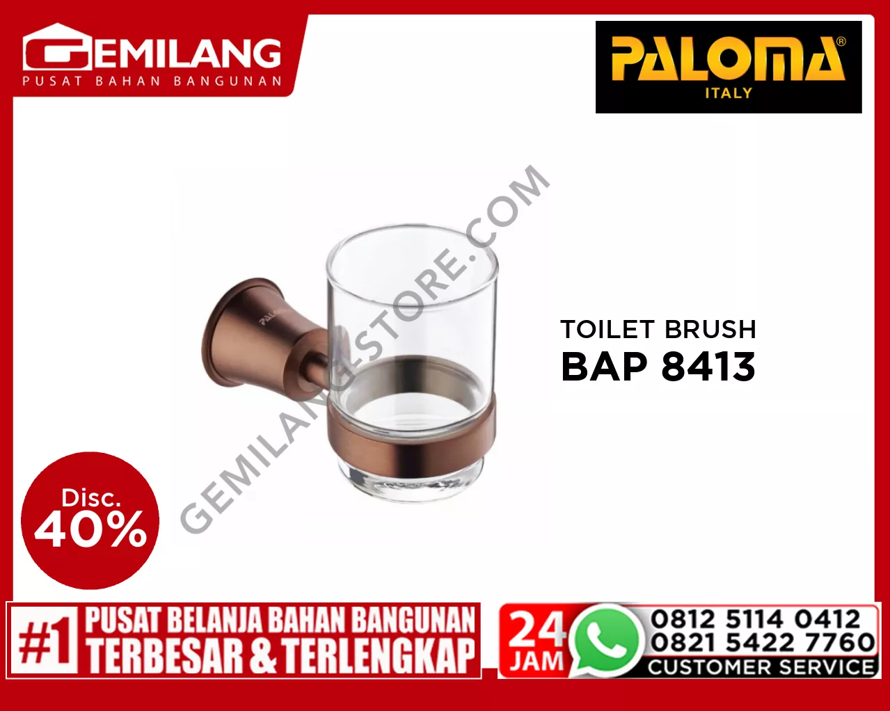 PALOMA LIBERTY BRASS TUMBLER HOLDER WITH GLASS ORB BAP 8410