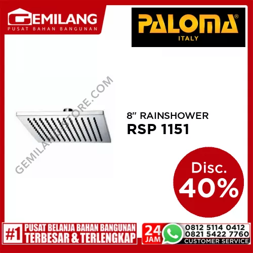PALOMA 8inch RAINSHOWER SQUARE CHROME RSP 1151