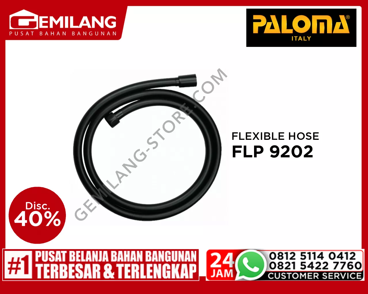 PALOMA PVC FLEXIBLE HOSE FINISH MATTE BLACK FLP 9202