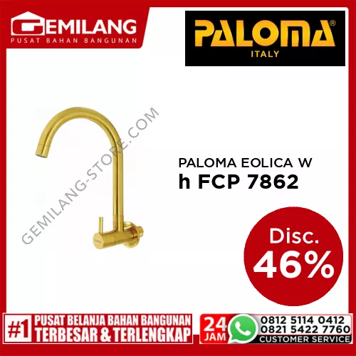 PALOMA EOLICA WALL SINK TAP SATIN GOLD 1/2inch FCP 7862