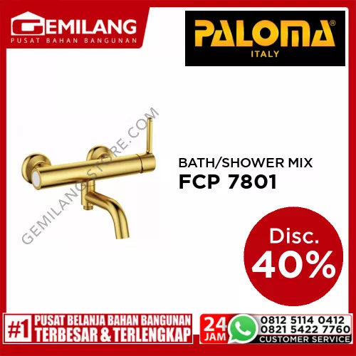 PALOMA SINGLE LEVER BATH/SHOWER MIXER SATIN GOLD FCP 7801