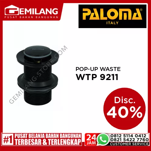 PALOMA BRASS POP-UP WASTE (W/OVERFLOW) MATTE BLACK WTP 9211
