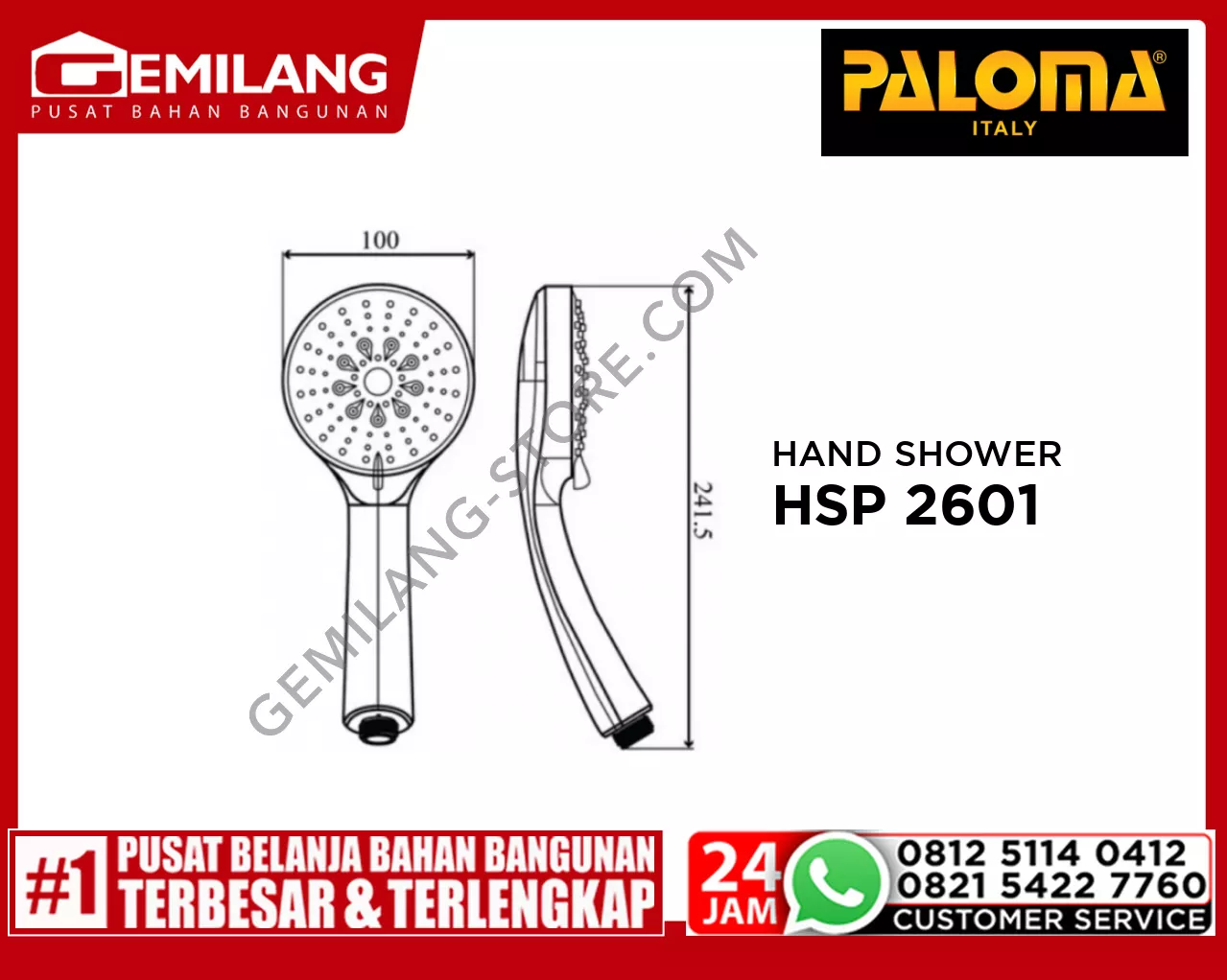 PALOMA HAND SHOWER ABS 6-JETS ROUND HSP 2601