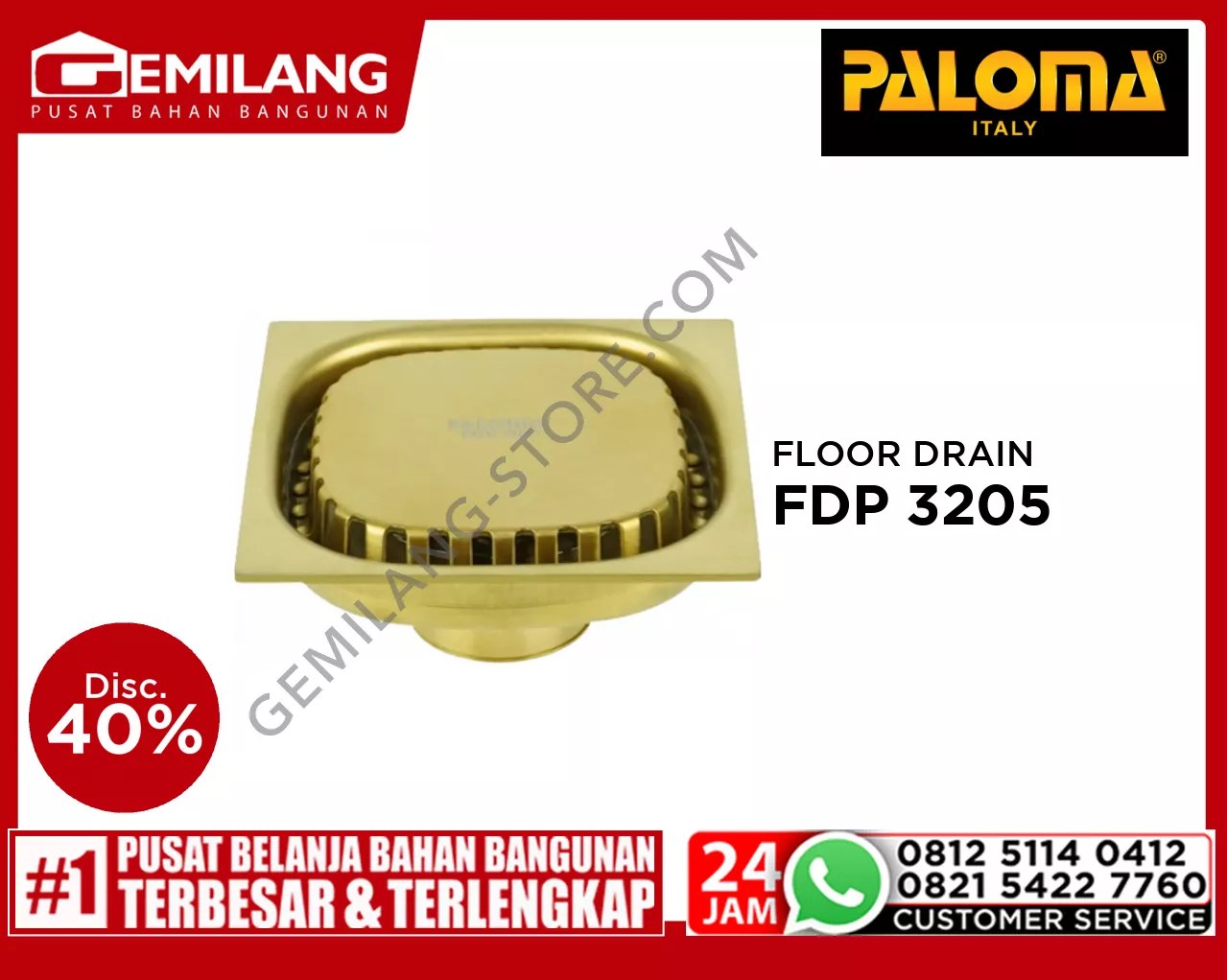 PALOMA FLOOR DRAIN GOLD FDP 3205