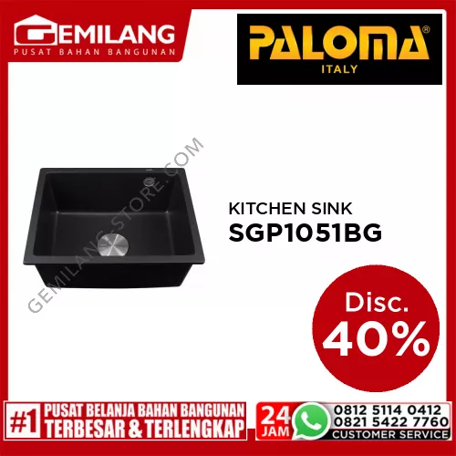 PALOMA GRANITECH KITCHEN SINK 1-BOWL GRANITECH BLACK 537 x 437 x 210 SGP 1051BG