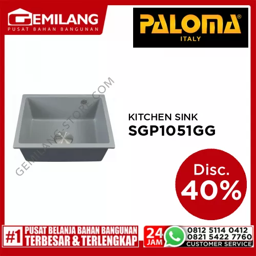 PALOMA GRANITECH KITCHEN SINK 1-BOWL GRANITECH GREY 537 x 437 x 210 SGP 1051GG