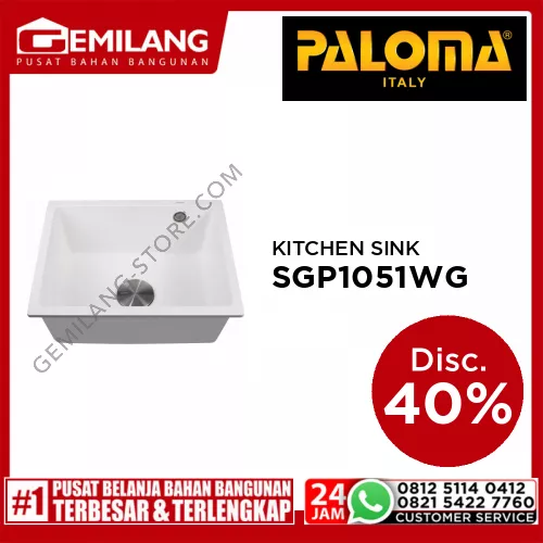 PALOMA GRANITECH KITCHEN SINK 1-BOWL GRANITECH WHITE 537 x 437 x 210 SGP 1051WG