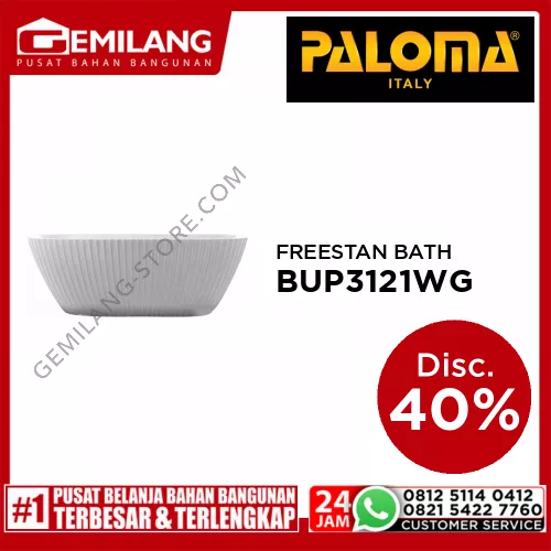 PALOMA ADELLA NEXCRYLIC FREESTANDING BATHTUB GLOSS WHITE 1500 x 750 x 580 BUP 3121WG