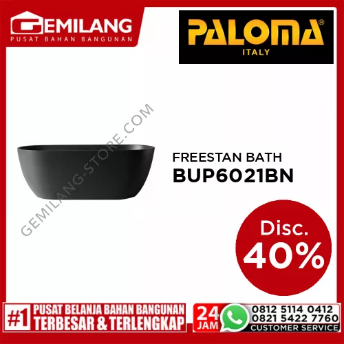 PALOMA BERNARDO ROCKSHIELD FREESTANDING BATHTUB NATURAL BLACK 1500 x 750 x 600 BUP 6021BN