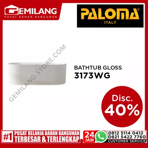 PALOMA ELYSIA NEXCRYLIC FREESTANDING BATHTUB GLOSS WHITE 1700 x 800 x 630 BUP 3173WG