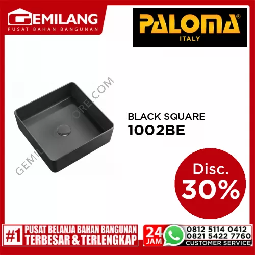BREZIO EVERPLAST COUNTERTOP BASIN EVER BLACK SQUARE 400 x 400mm + POP-UP WASTE BSBZ 1002BE