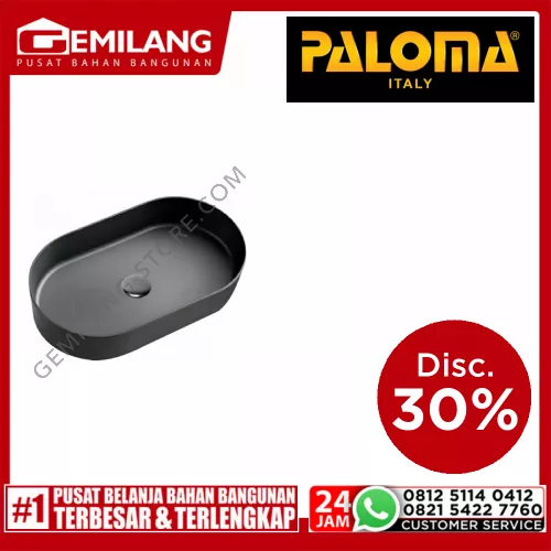 BREZIO EVERPLAST COUNTERTOP BASIN EVER BLACK OBLONG 600 x 350mm + POP-UP WASTE BSBZ 1003BE
