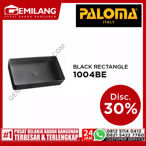BREZIO EVERPLAST COUNTERTOP BASIN EVER BLACK RECTANGLE 600 x 350mm + POP-UP WASTE BSBZ 1004BE