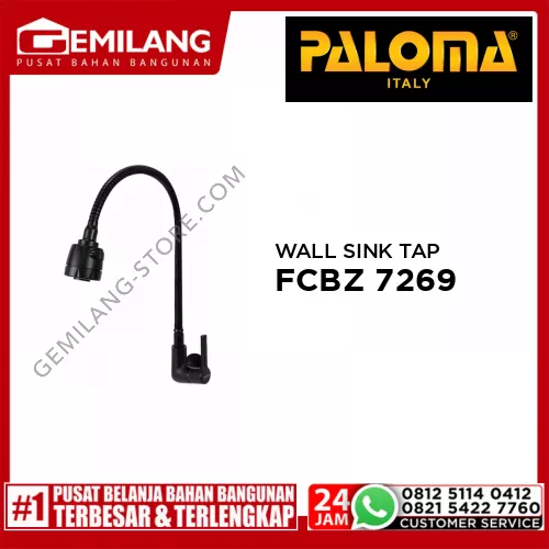 BREZIO VITTORIO WALL SINK TAP FLEXIBLE SPOUT MATTE BLACK 1/2inch FCBZ 7269