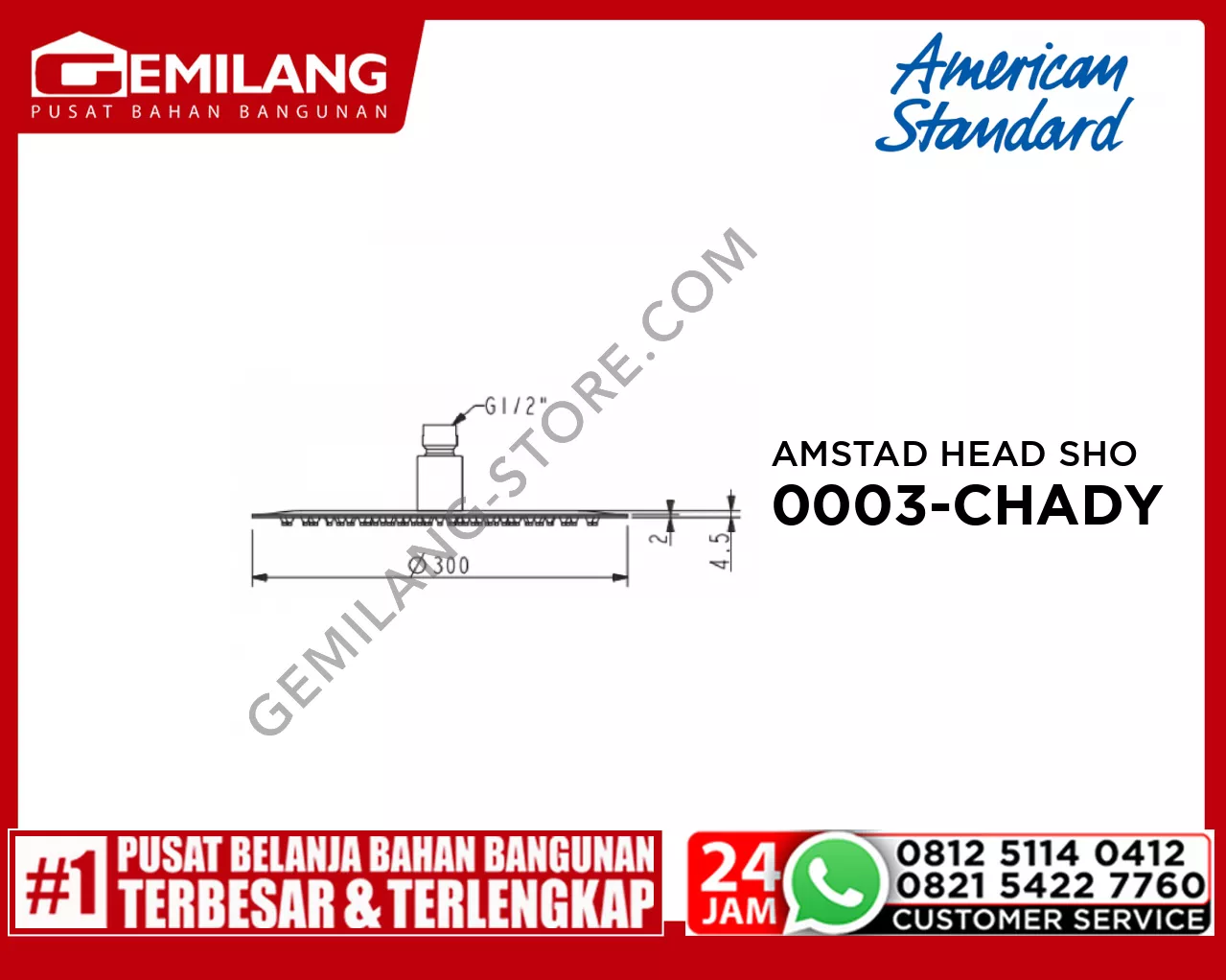 AMSTAD HEAD SHOWER 12inch F40003-CHADY