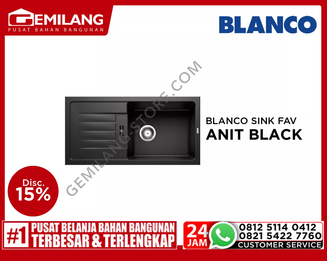 BLANCO SINK FAVUM XL 6S SILGRANIT BLACK + MIDA SILGRANIT BLACK