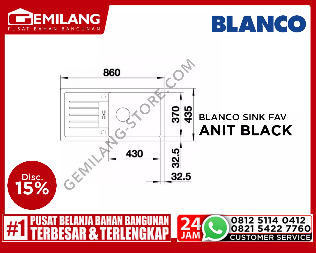 BLANCO SINK FAVUM XL 6S SILGRANIT BLACK + MIDA SILGRANIT BLACK