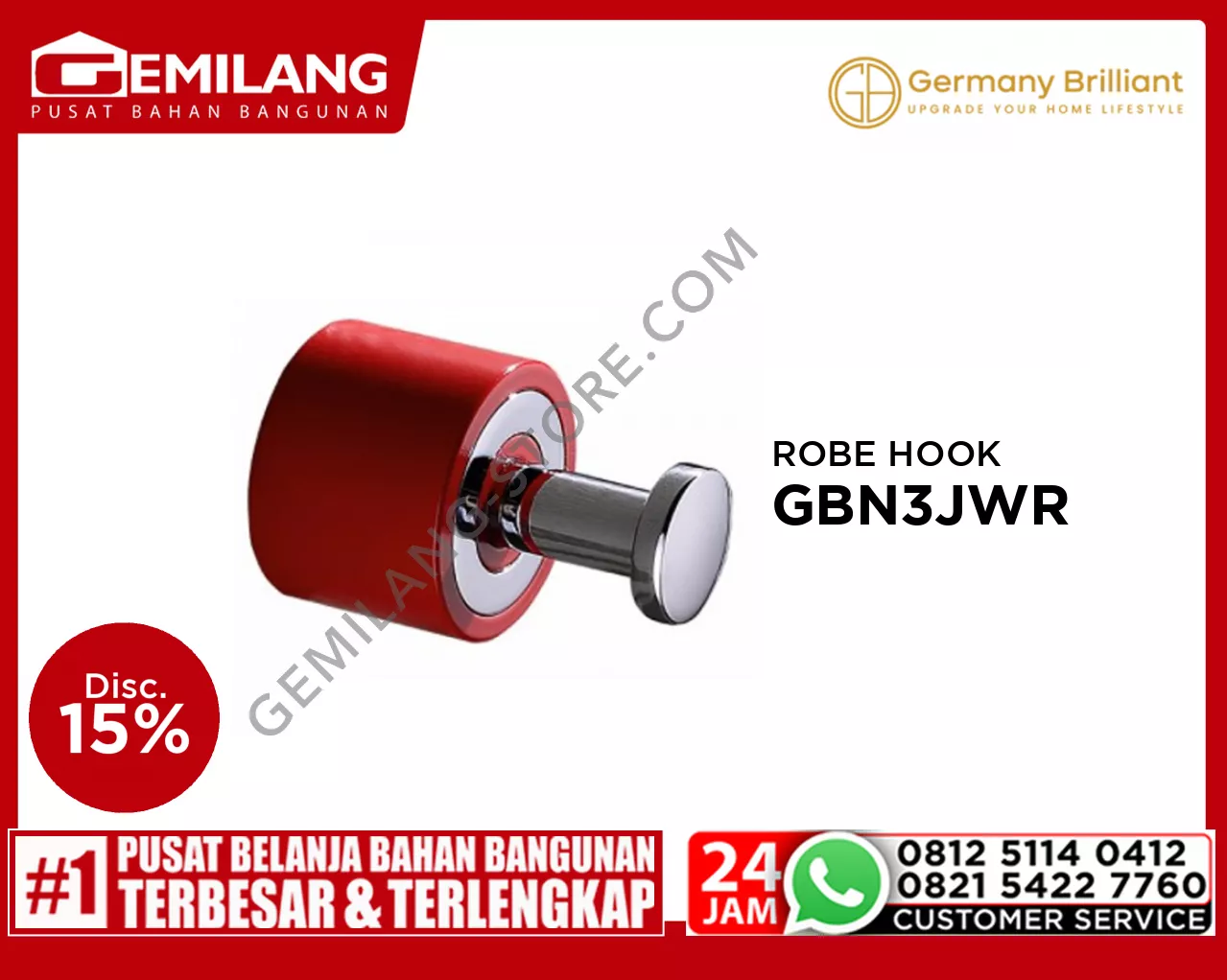 GERMANY BRILLIANT ROBE HOOK GBN3JWR RED