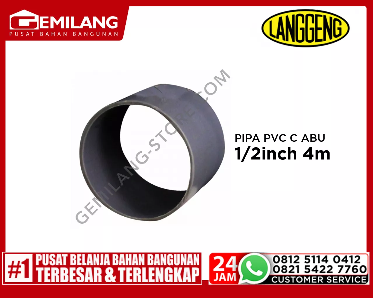 LANGGENG PIPA PVC C ABU-ABU 1 1/2inch 4m