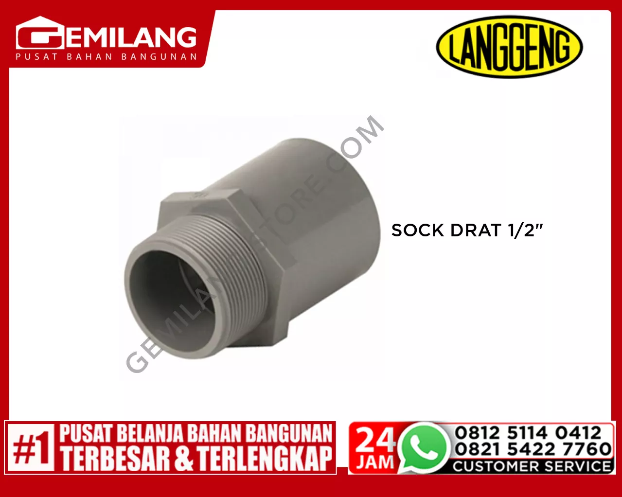 LANGGENG SOCK DRAT LUAR PVC 1/2inch