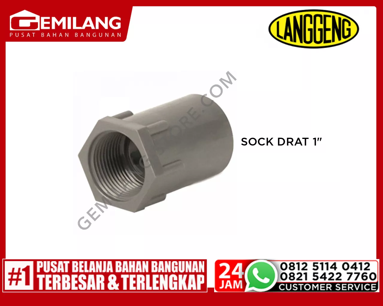 LANGGENG SOCK DRAT DALAM PVC 1inch