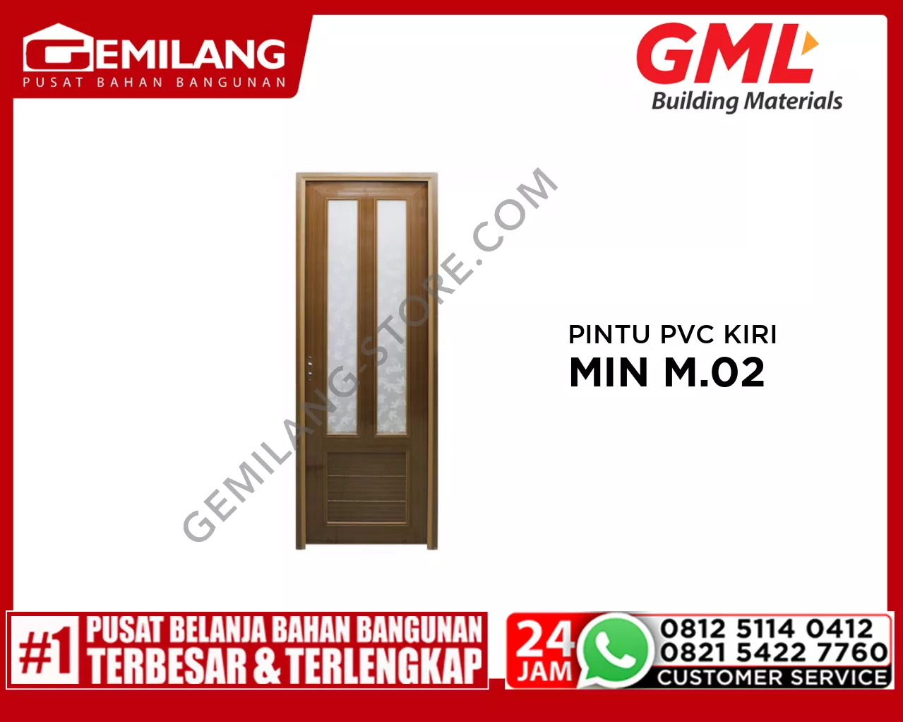 GML PINTU PVC MINIMALIS M.02 COKLAT KIRI