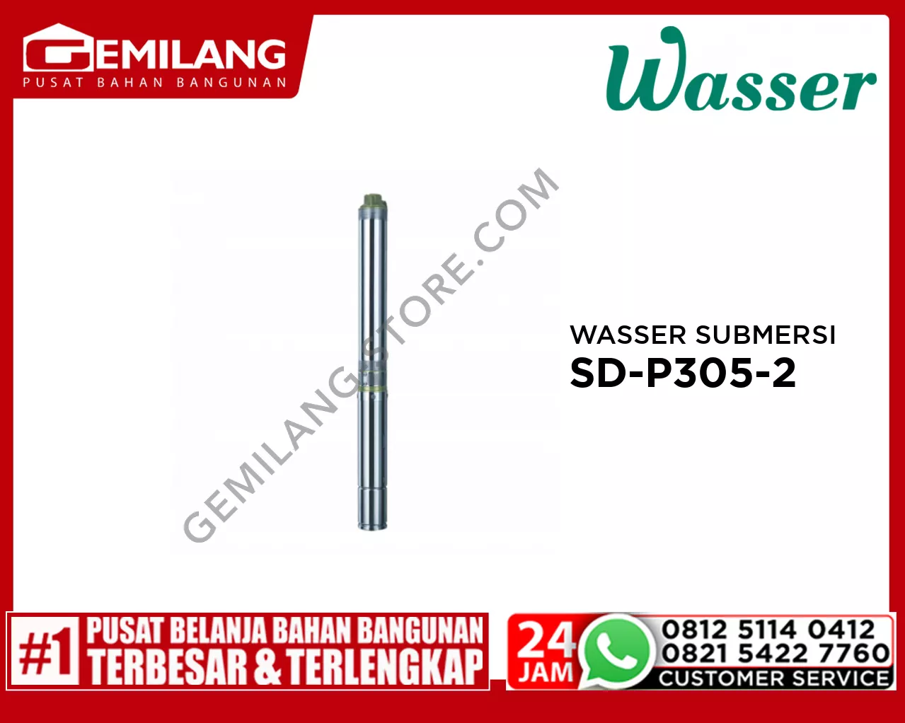 WASSER SUBMERSIBLE DEEP WELL PUMP PPO SINGLE PHASE SD-P305-2