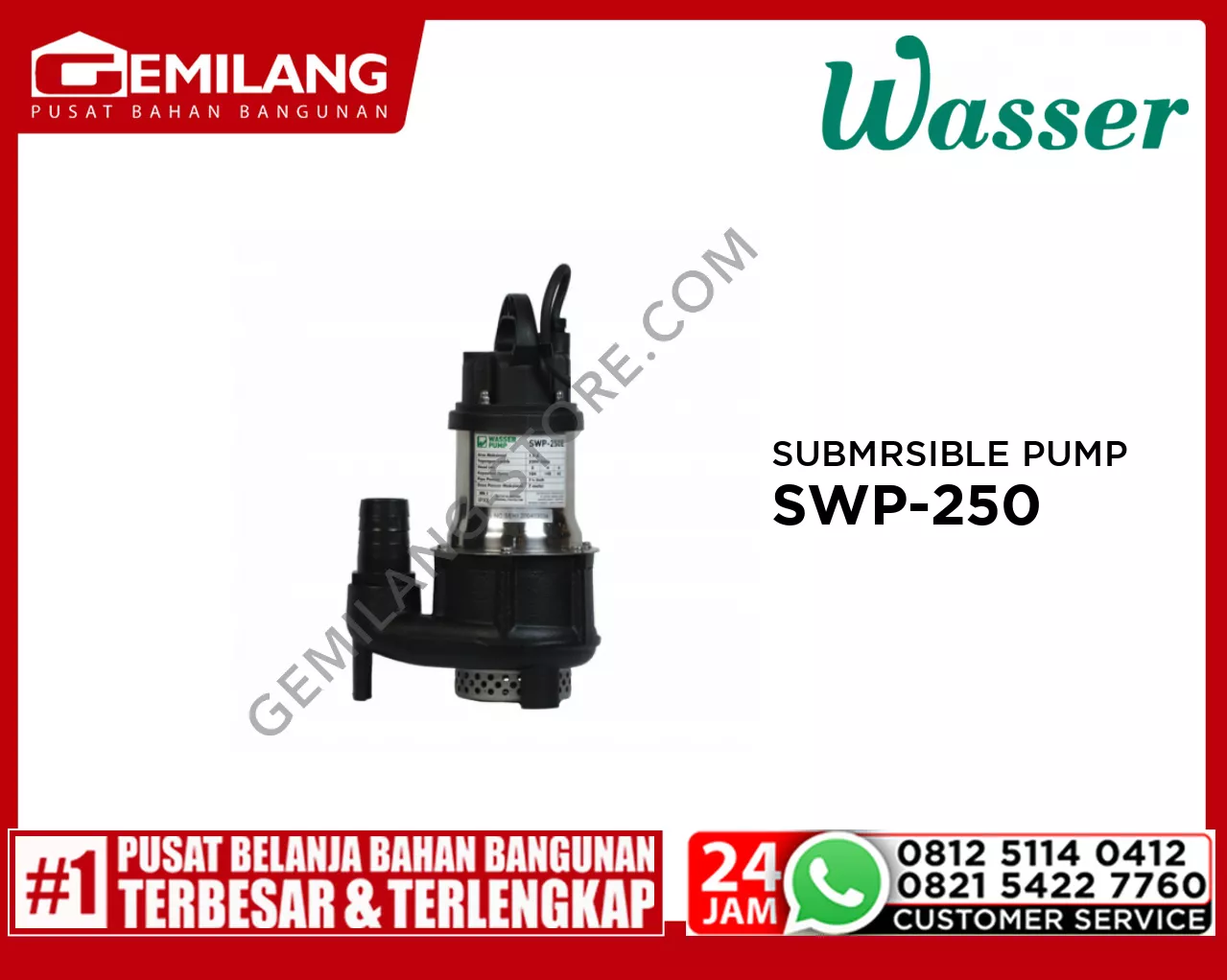 WASSER SUBMERSIBLE PUMP SEWAGE SWP-250 E 250w