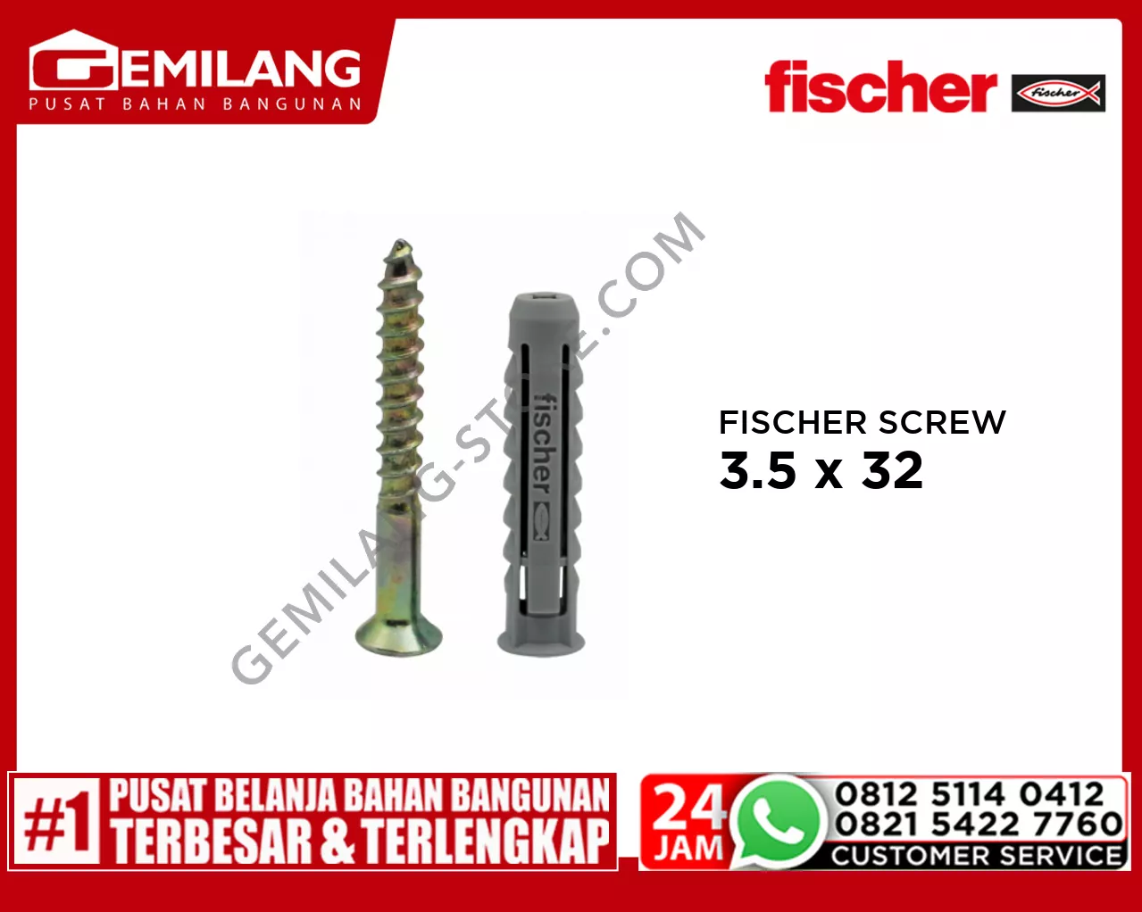FISCHER 10 x SX 5 x 25 10 SCREW 3.5 x 32 (SP)