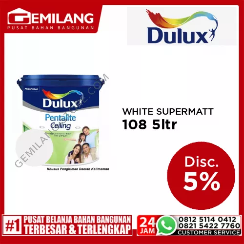 DULUX PENTALITE CEILING WHITE SUPERMATT 108 5ltr