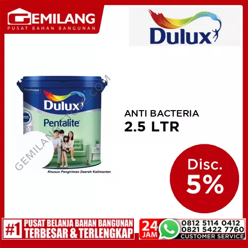 DULUX PENTALITE ANTI BACTERIA BRILLIANT WHITE 2290 2.5ltr